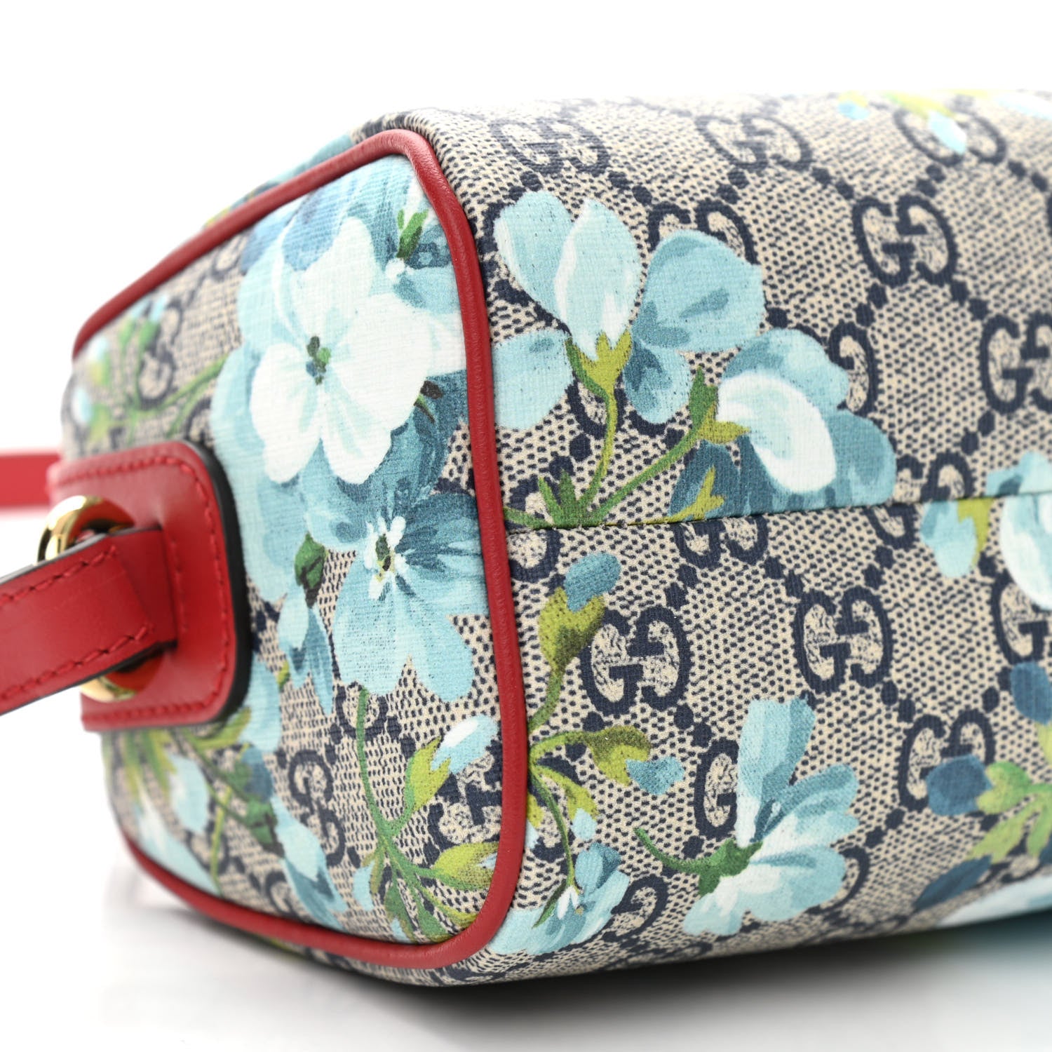 Gucci GG Supreme Monogram Blooms Mini Boston Navy Blue Hibiscus 10 of 13