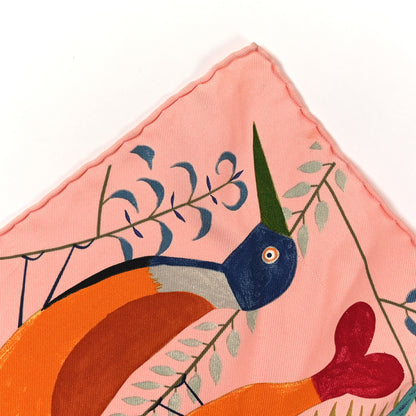 Hermes Silk Le Bal Des Oiseaux Scarf 90 Rose Multicolor 6 of 6