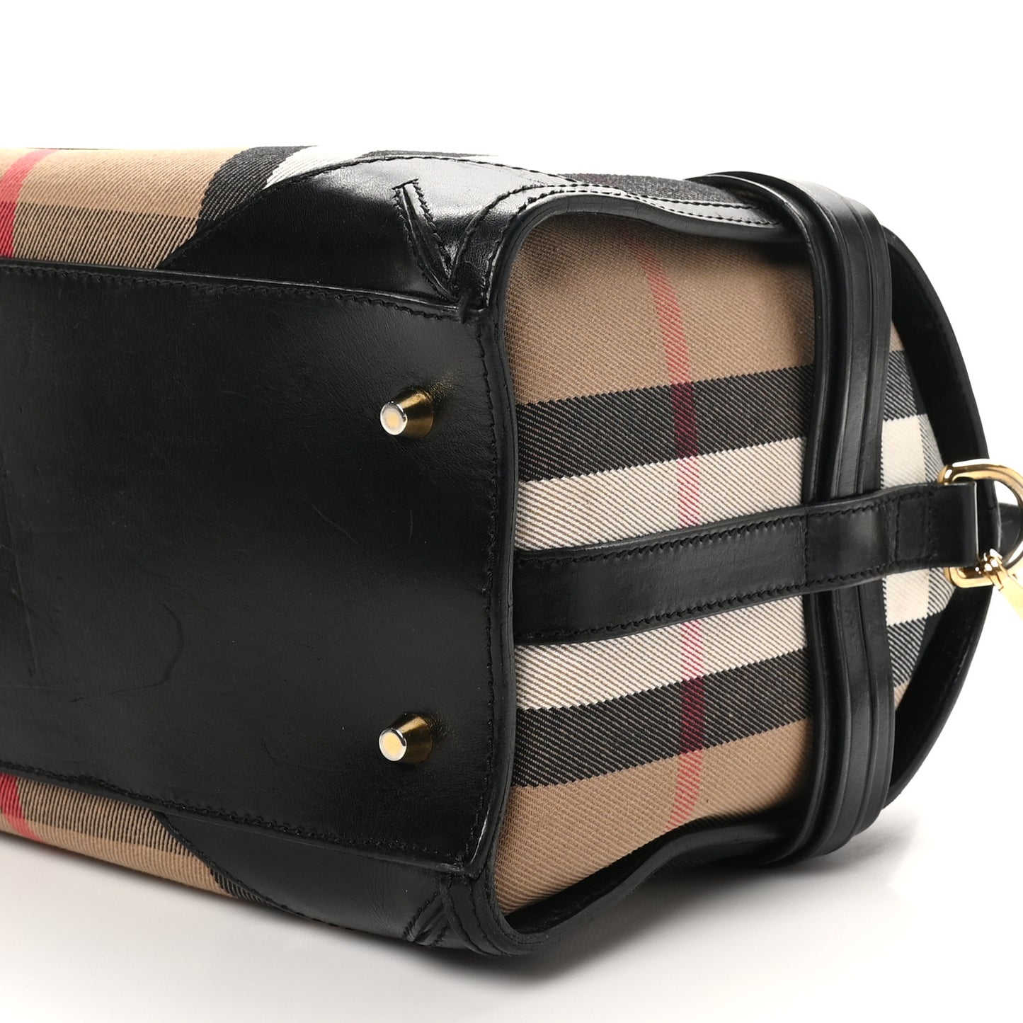 House Check Bridle Calfskin Medium Alchester Bowling Bag Black