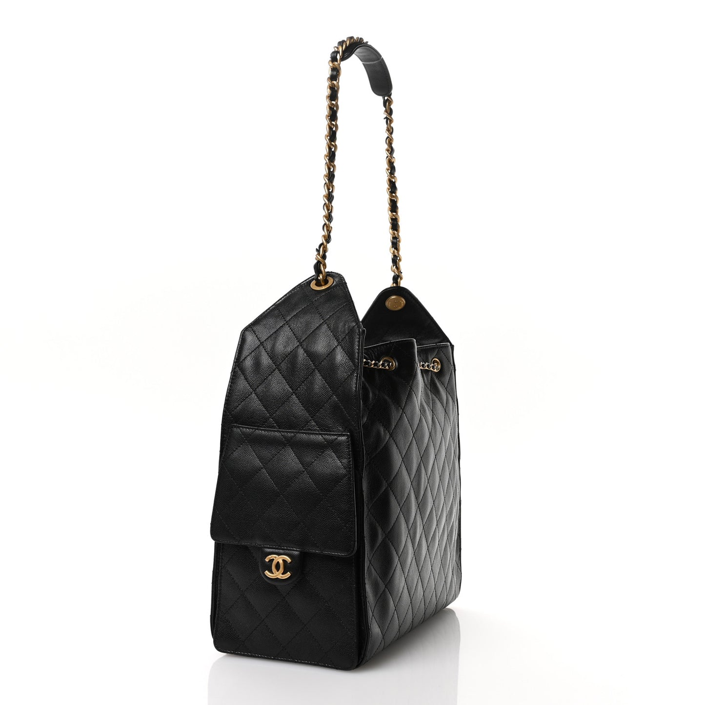 Caviar Quilted Medium Chanel 25 Handbag Black