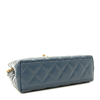 Chanel Shiny Aged Calfskin Quilted Nano Kelly Shopper Dark Blue 4 of 9