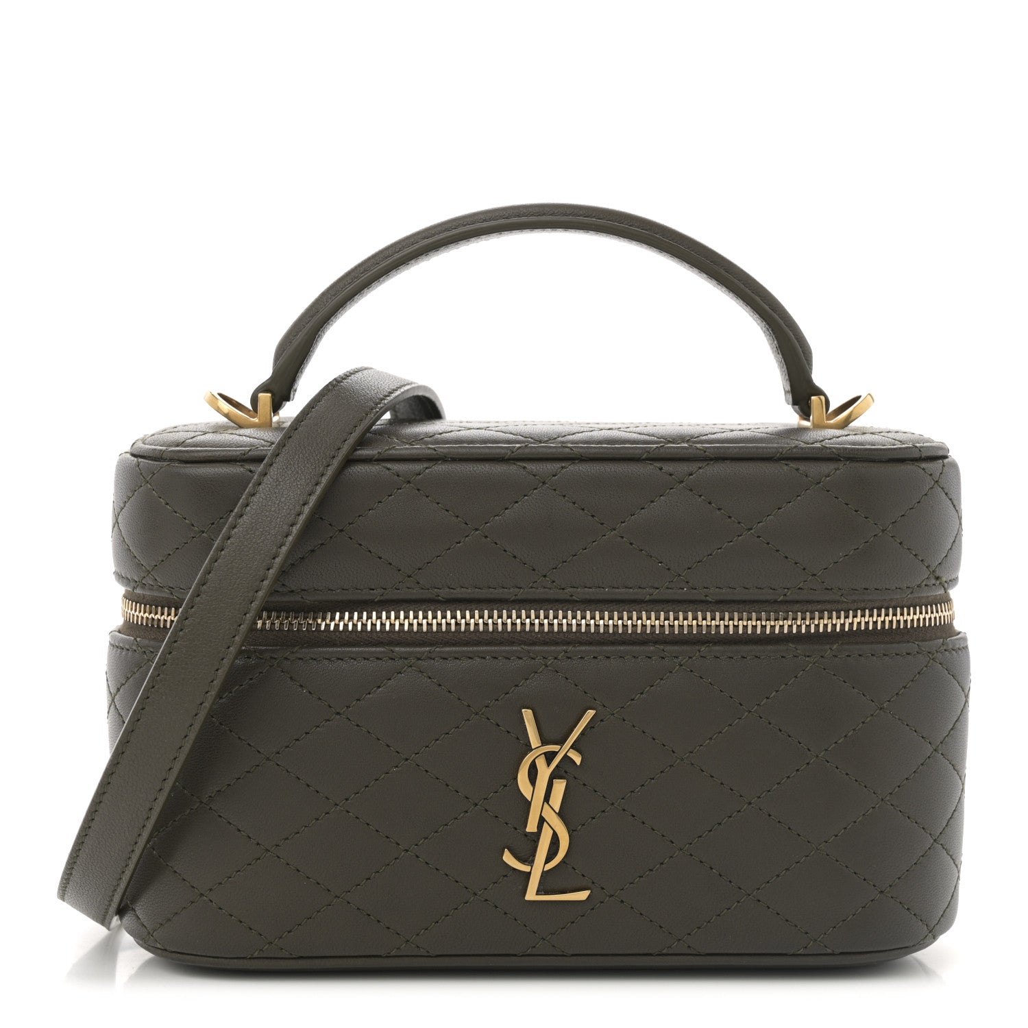 Saint Laurent Lambskin Quilted Mini Gaby Vanity Case Light Musk 1 of 12