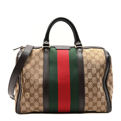 Gucci Monogram Vintage Web Medium Boston Dark Brown 1 of 12
