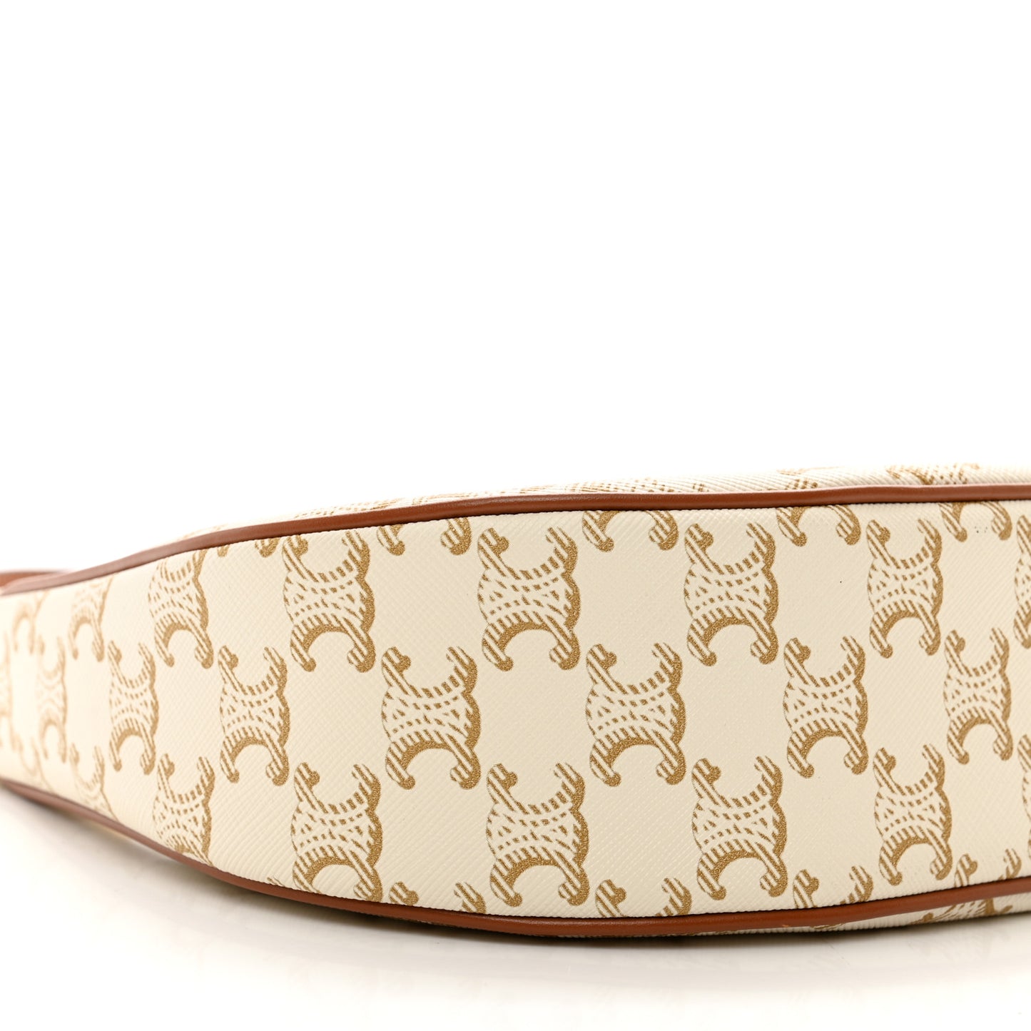 Canvas Calfskin Ava Triomphe Shoulder Bag White