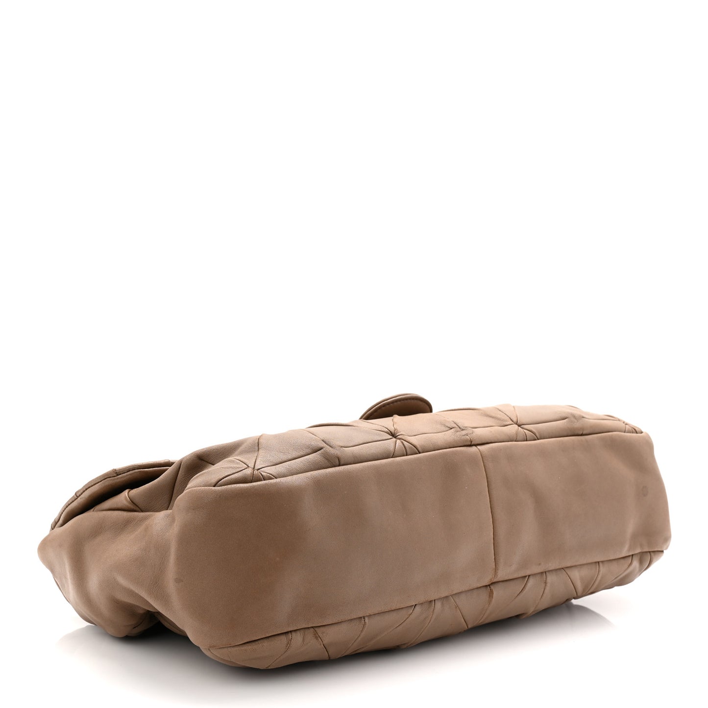 Lambskin Quilted Jumbo Origami Soft Squares Flap Khaki