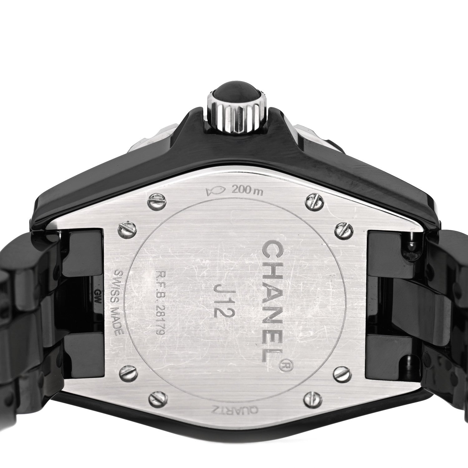 Chanel Stainless Steel Ceramic Diamond 33mm J12 Quartz Watch Black 4 of 4
