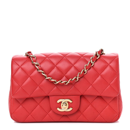 Chanel Lambskin Quilted Mini Rectangular Flap Red 1 of 8
