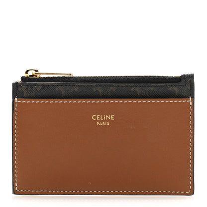 Celine Triomphe Canvas Zipped Card Holder Tan 1 of 10