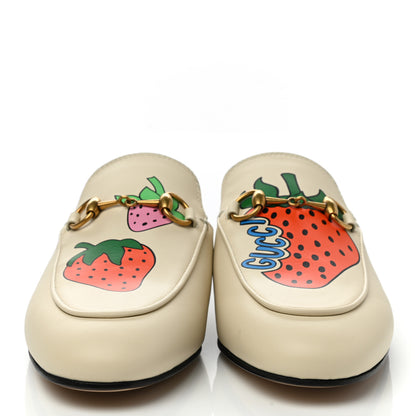 Gucci Malaga Kid Strawberry Womens Princetown Slippers 36 White 2 of 9