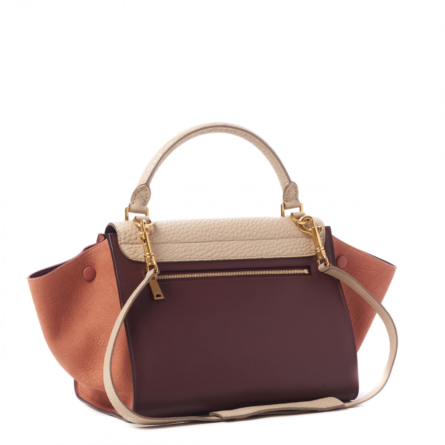 Celine Bullhide Calfskin Grained Nubuck Small Tri-Color Trapeze Medium Chamois 2 of 7