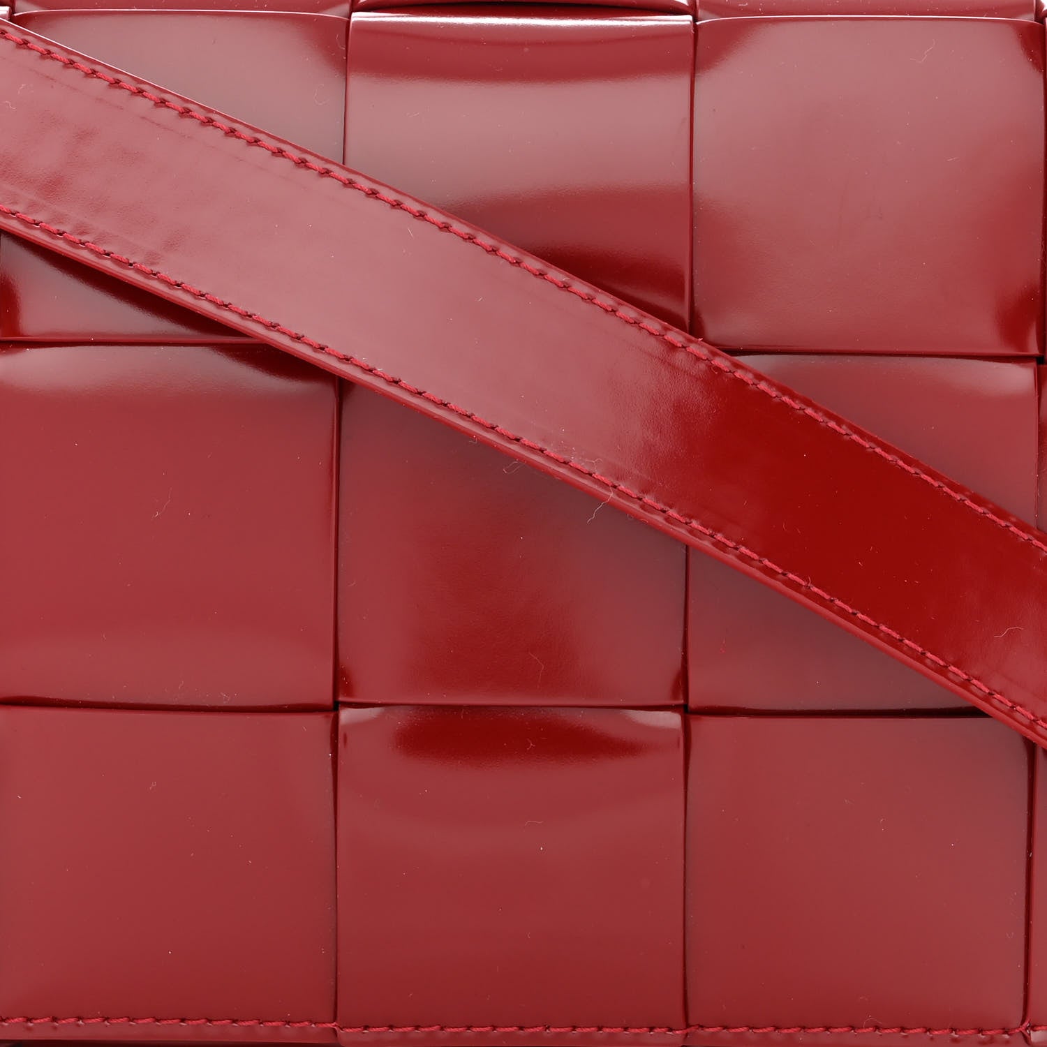 Bottega Veneta Patent Maxi Intrecciato Cassette Crossbody Bag Red 8 of 10