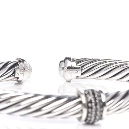 David Yurman Sterling Silver Black Diamond 7mm Cable Classics Station Bracelet 6 of 6