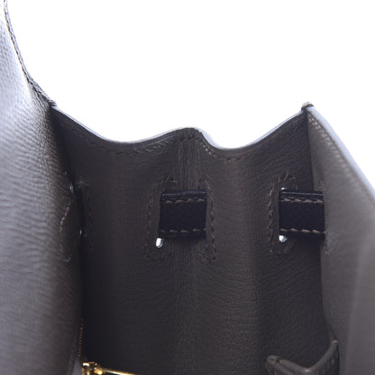 Hermes Epsom Bi Color Horseshoe Kelly Sellier 25 Etain Black 13 of 40