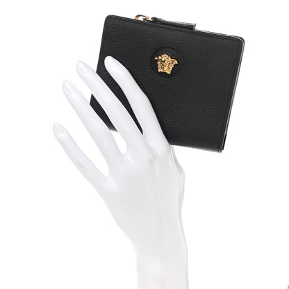 Versace Grained Calfskin Medusa Zip Card Holder Wallet Black 2 of 7