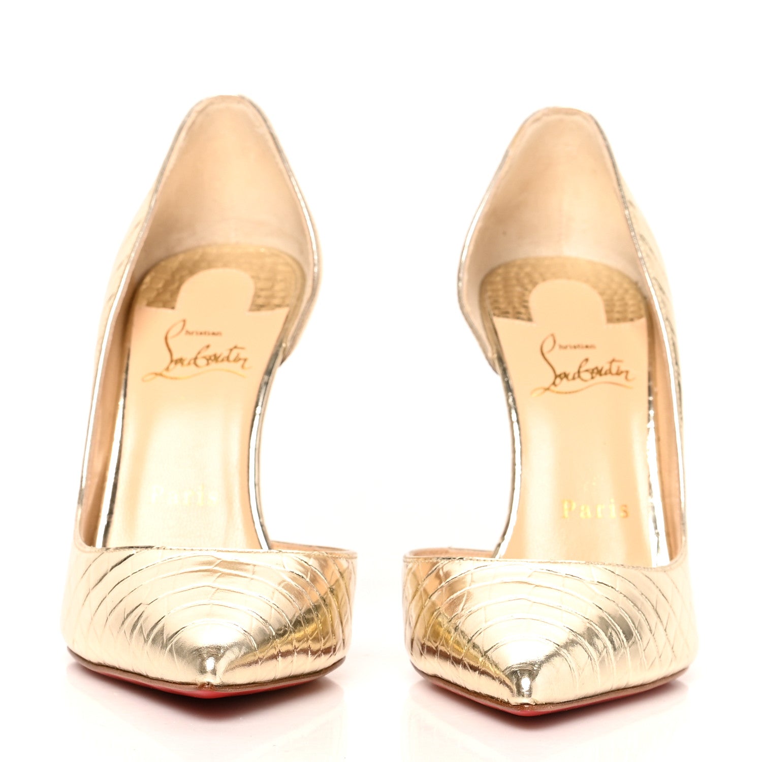 Christian Louboutin Metallo Cocco Iriza 100 Pumps 38 Platine 2 of 8