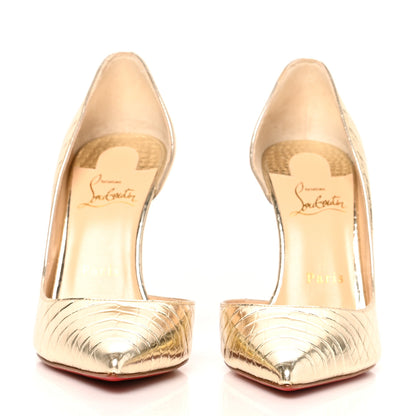 Christian Louboutin Metallo Cocco Iriza 100 Pumps 38 Platine 2 of 8