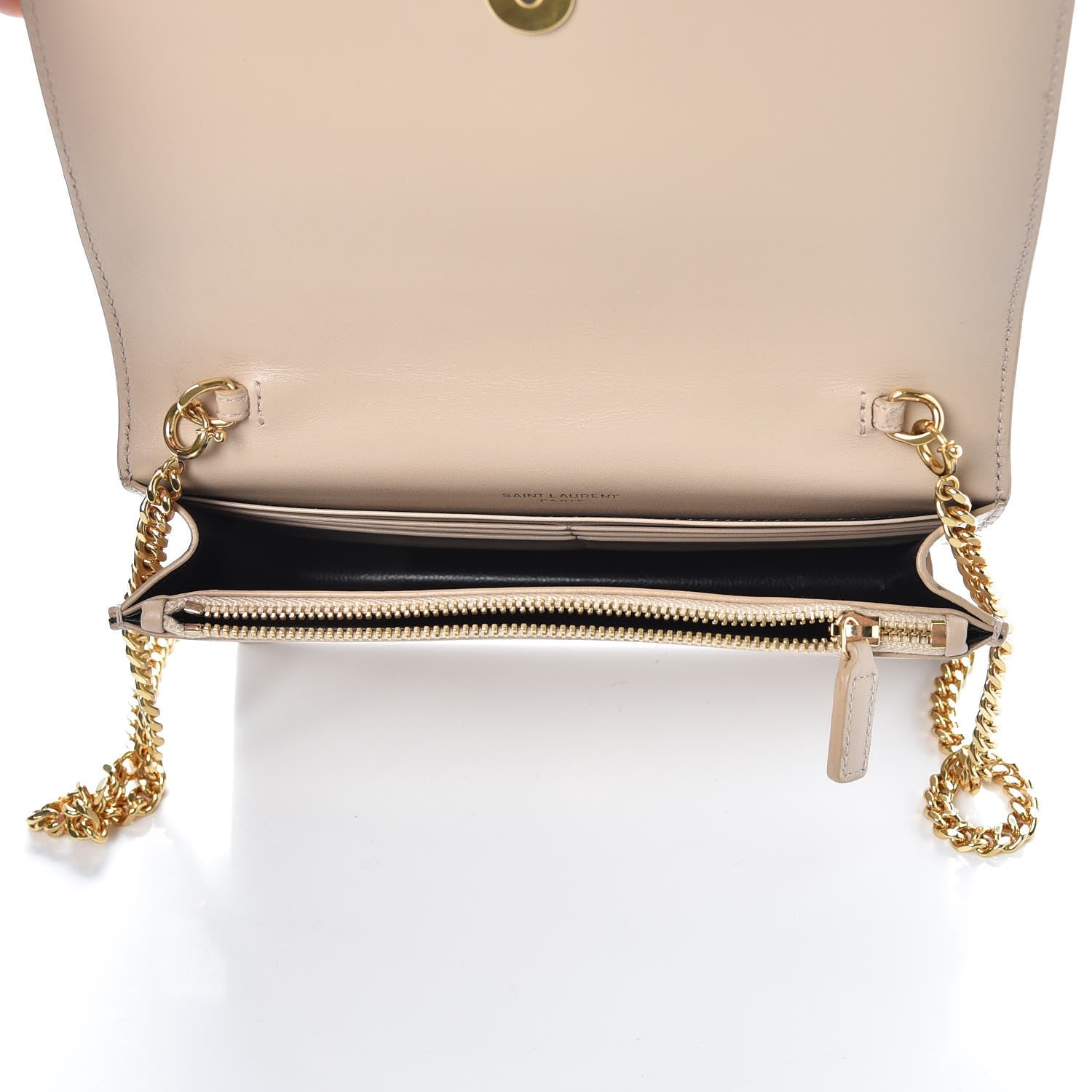 Saint Laurent Smooth Calfskin Classic Monogram Kate Tassel Chain Wallet Nude Powder 5 of 9