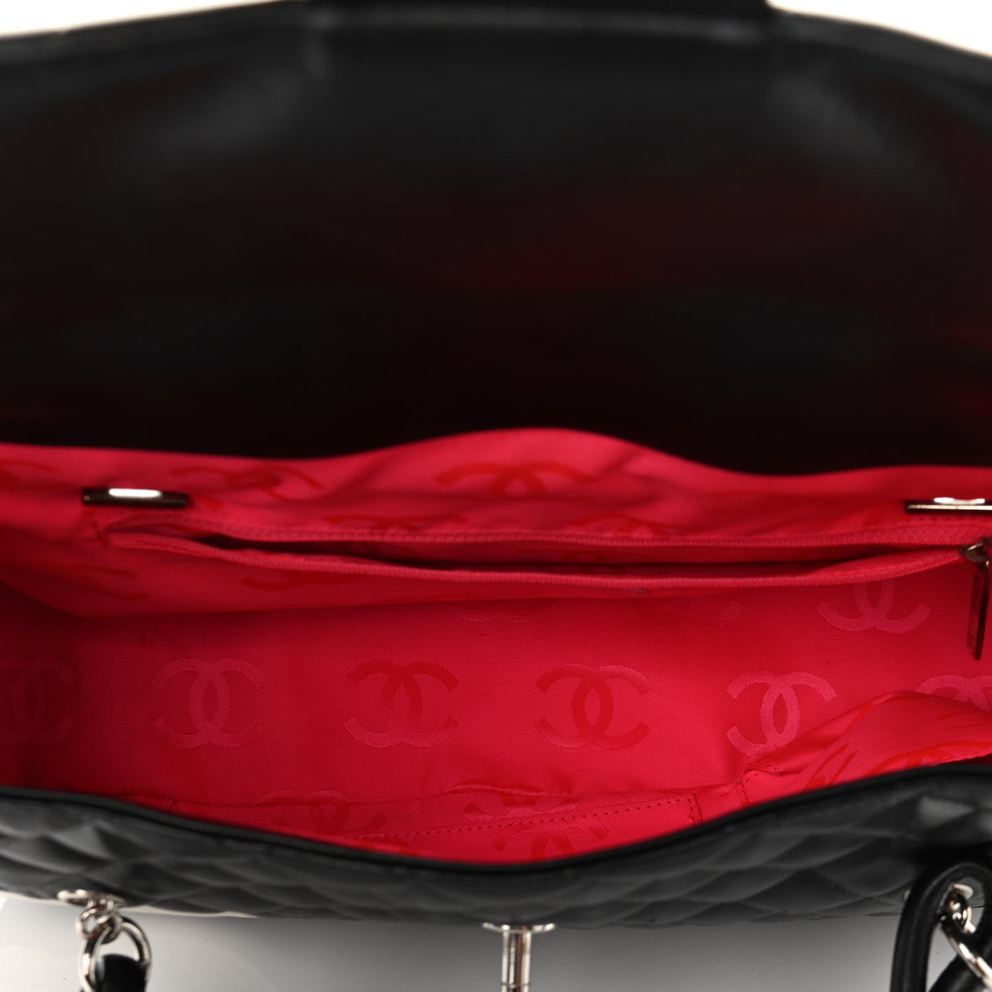 Calfskin Quilted Large Cambon Flap Black White
