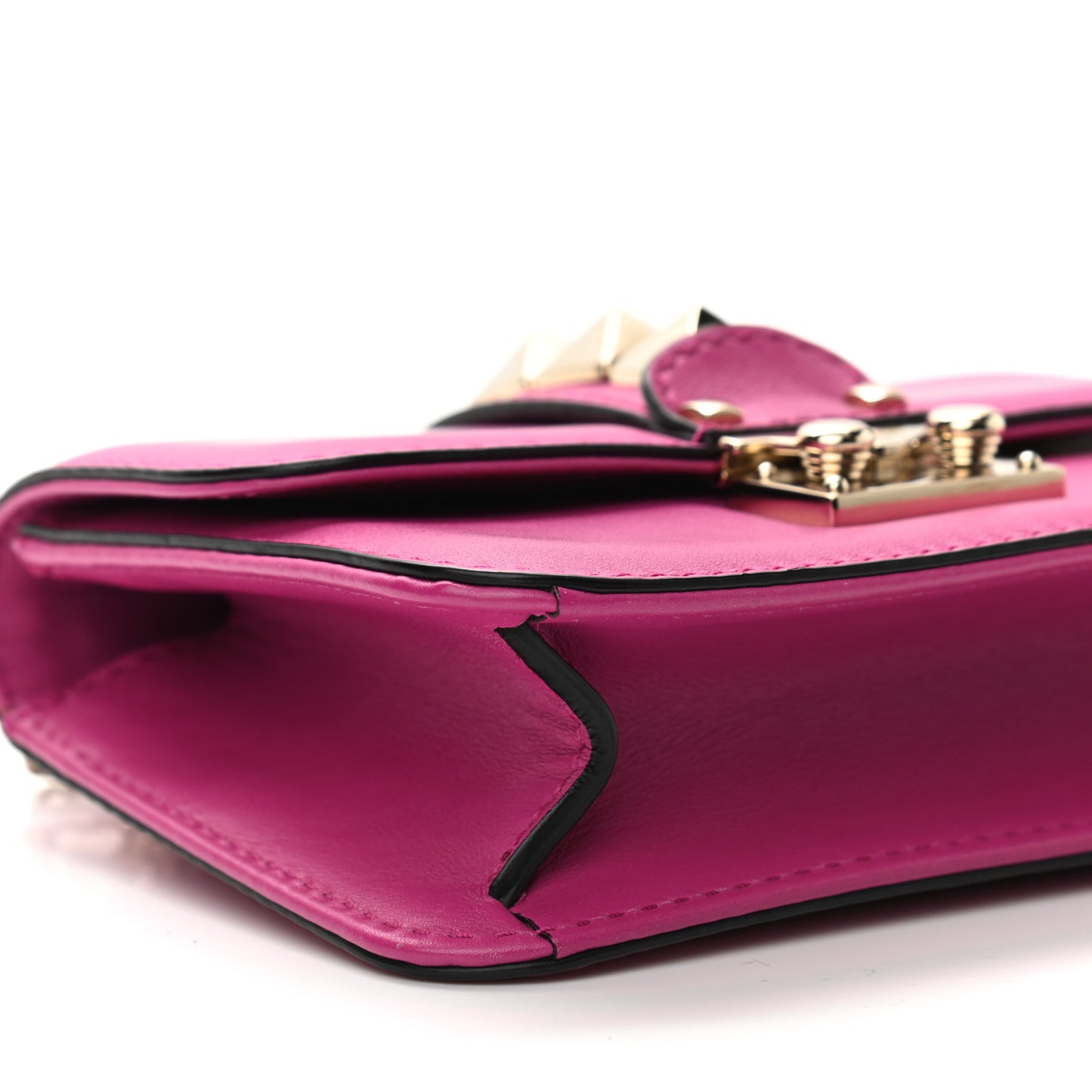 Vitello Mini Glam Lock Rockstud Flap Fuxia