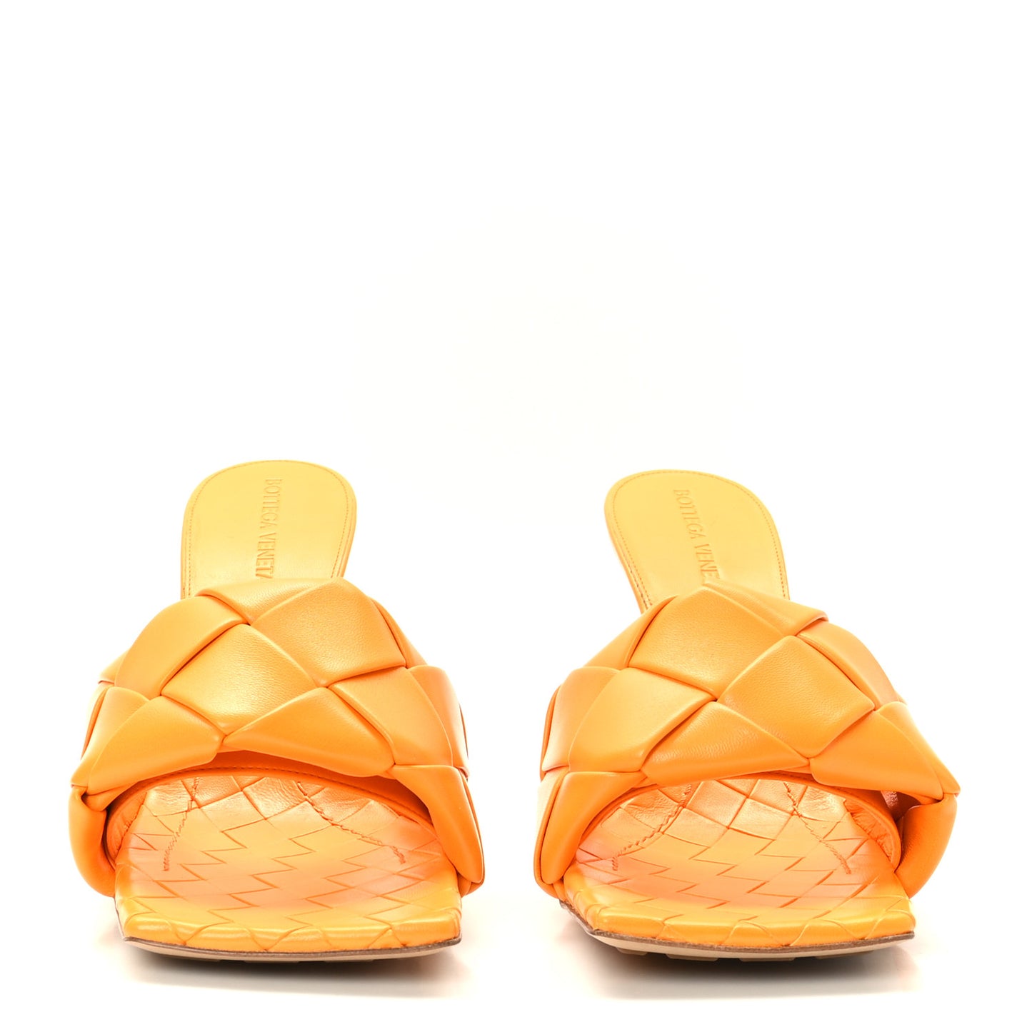 Nappa Maxi Intrecciato Lido Mule Sandals 40 Tangerine