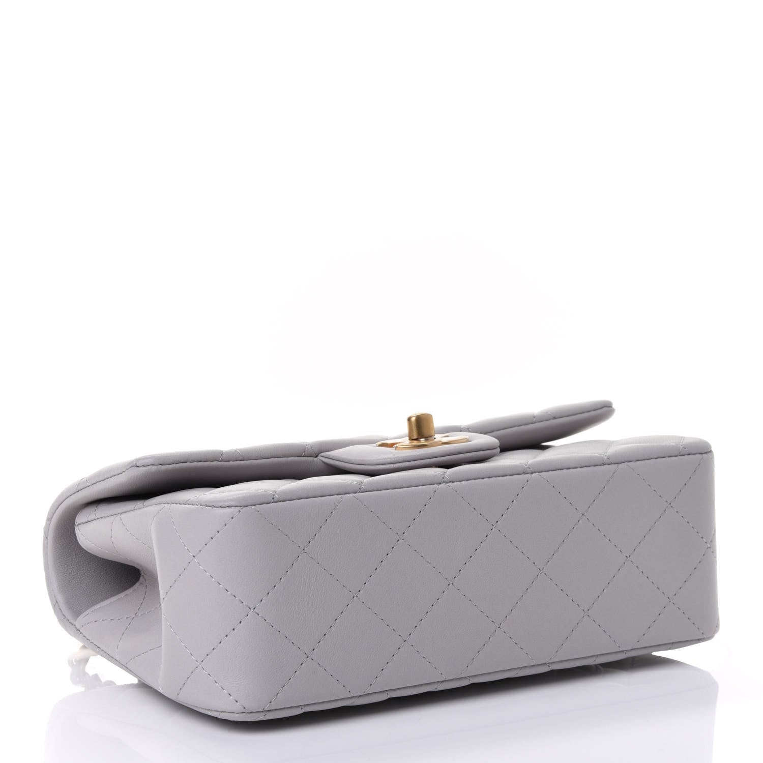 Chanel Lambskin Quilted Mini Top Handle Rectangular Flap Grey 3 of 4