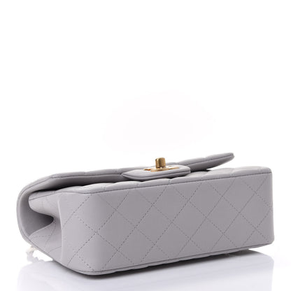 Chanel Lambskin Quilted Mini Top Handle Rectangular Flap Grey 3 of 4