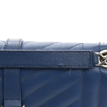 Saint Laurent Grain De Poudre Textured Mixed Matelasse Triquilt Medium Monogram Satchel Denim 20 of 20