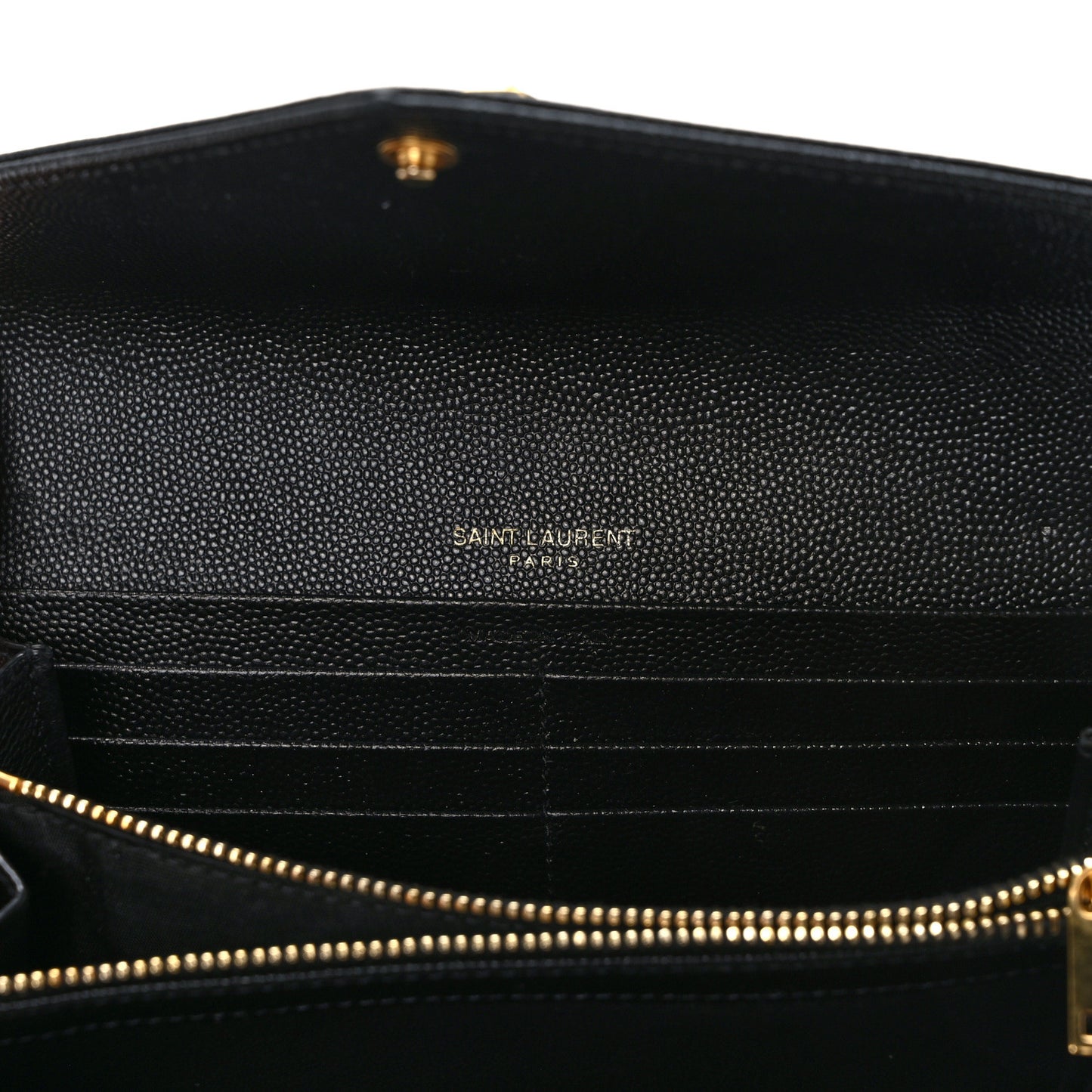 Grain De Poudre Matelasse Chevron Monogram Flap Wallet Black