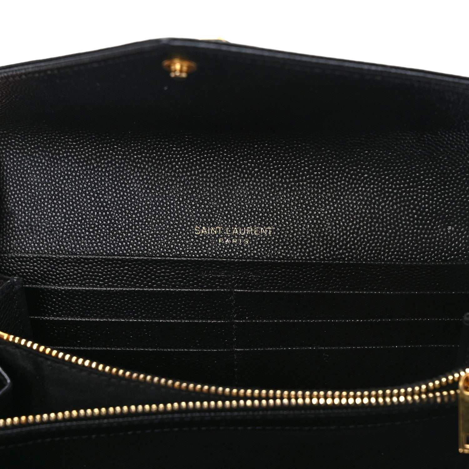 Saint Laurent Grain De Poudre Matelasse Chevron Monogram Flap Wallet Black 6 of 11