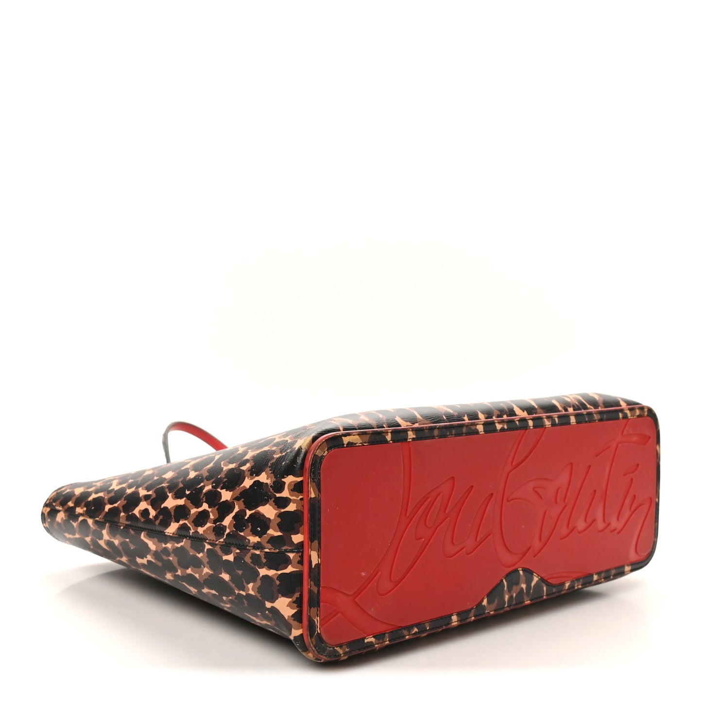 Calfskin Leopard Print Spikes East West Cabata Tote Brown