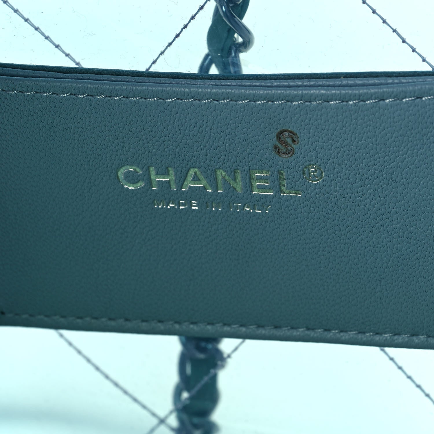 Chanel Lambskin PVC Quilted Large Coco Splash Shopping Bag Blue Green 6 of 11