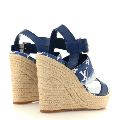Louis Vuitton Monogram Escale Starboard Wedge Sandal 40 Blue 5 of 11