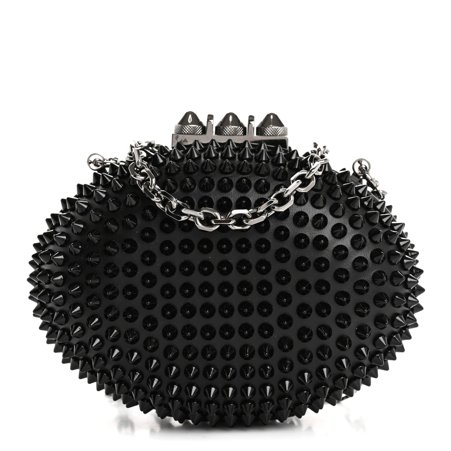 Calfskin Spikes Mina Chain Clutch Black