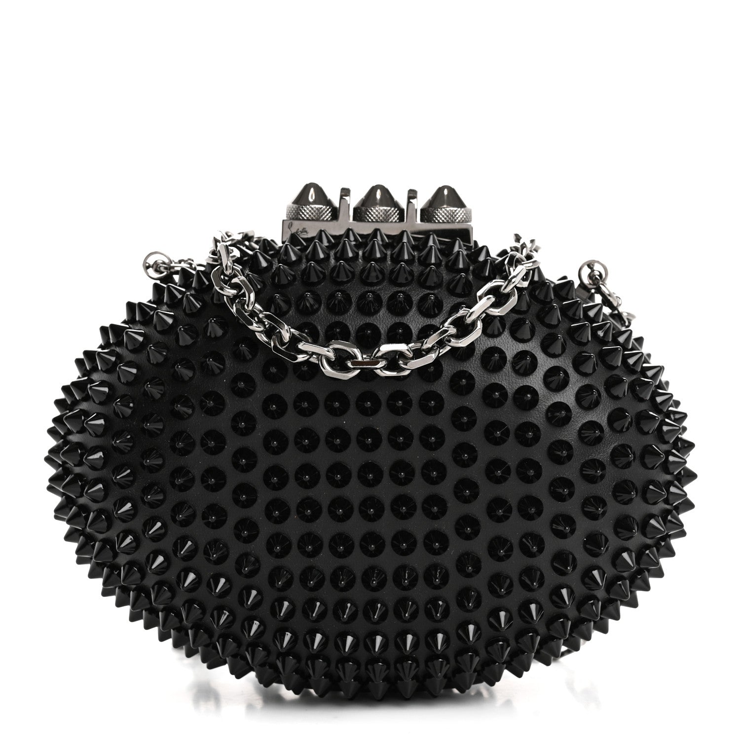 Christian Louboutin Calfskin Spikes Mina Chain Clutch Black 1 of 12
