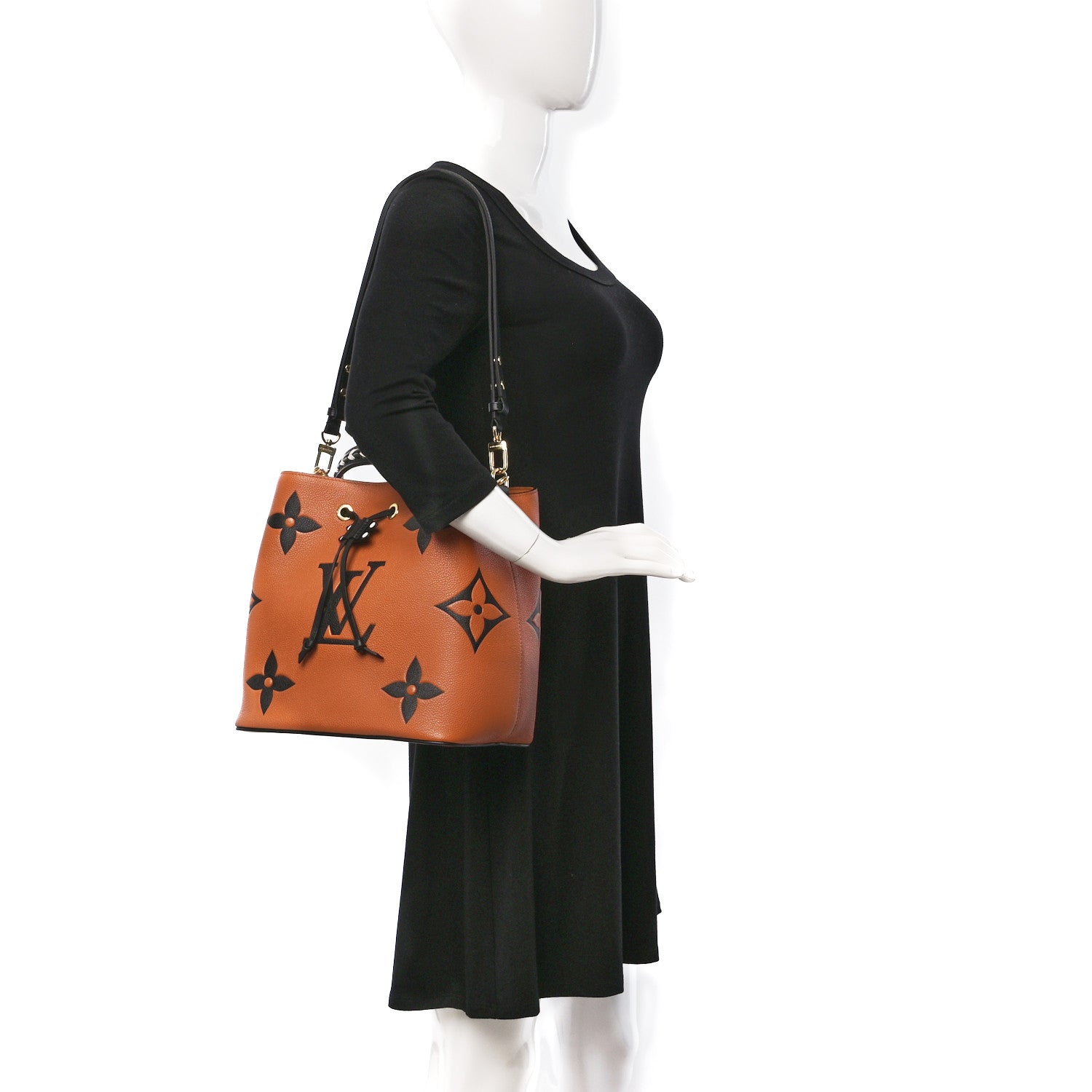 Louis Vuitton Empreinte Monogram Giant Crafty Neonoe MM Caramel Black 2 of 10