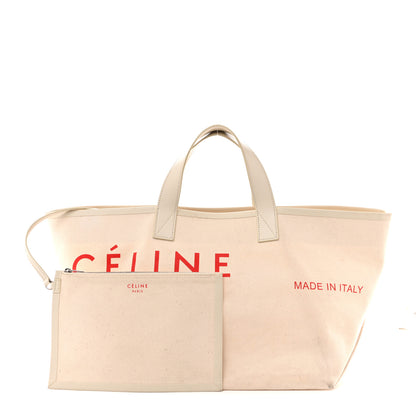 Celine Textile Medium Made In Tote Natural Natural Red 2 of 14