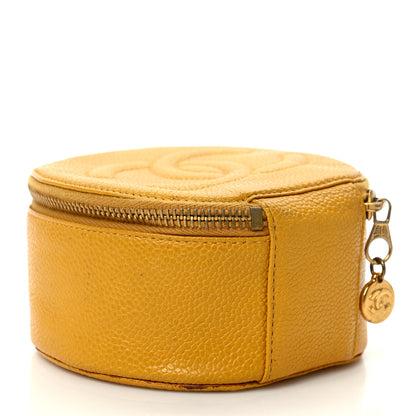 Chanel Caviar Round Jewelry Travel Case Yellow 4 of 6
