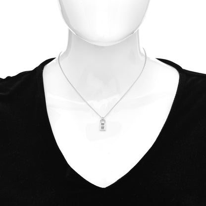 Hermes 18K White Gold Diamond Amulettes Cadenas Pendant Necklace 2 of 5