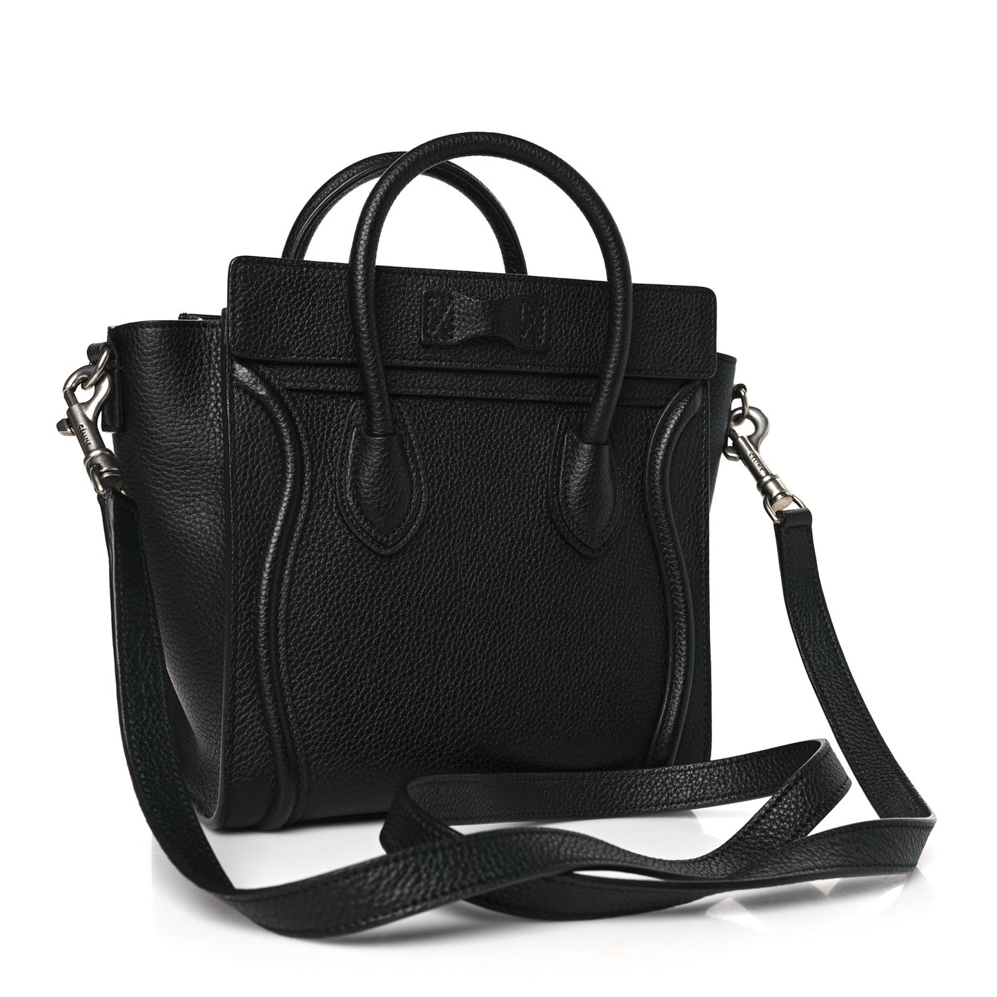 Drummed Calfskin Nano Luggage Black