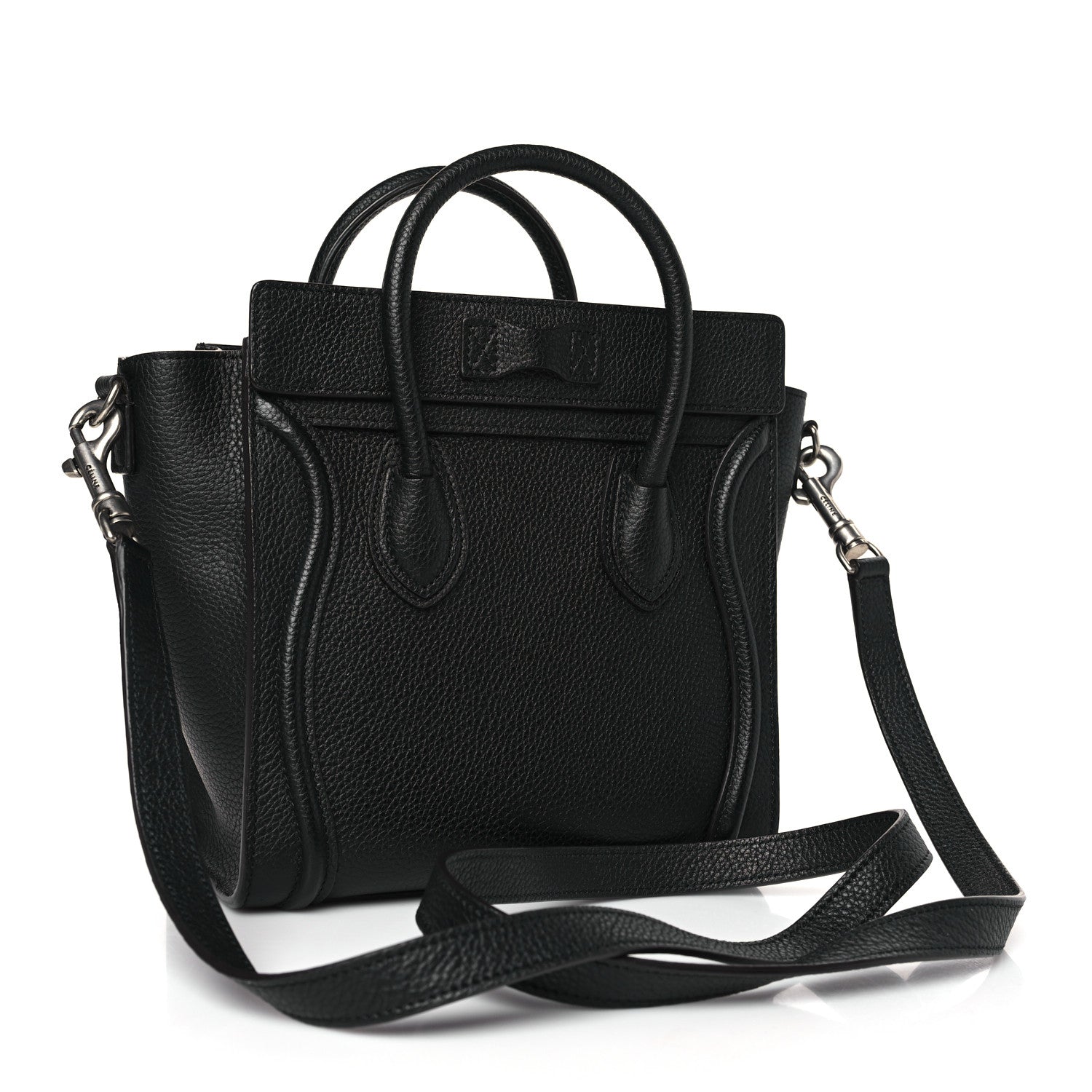 Celine Drummed Calfskin Nano Luggage Black 3 of 9