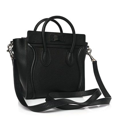 Celine Drummed Calfskin Nano Luggage Black 3 of 9