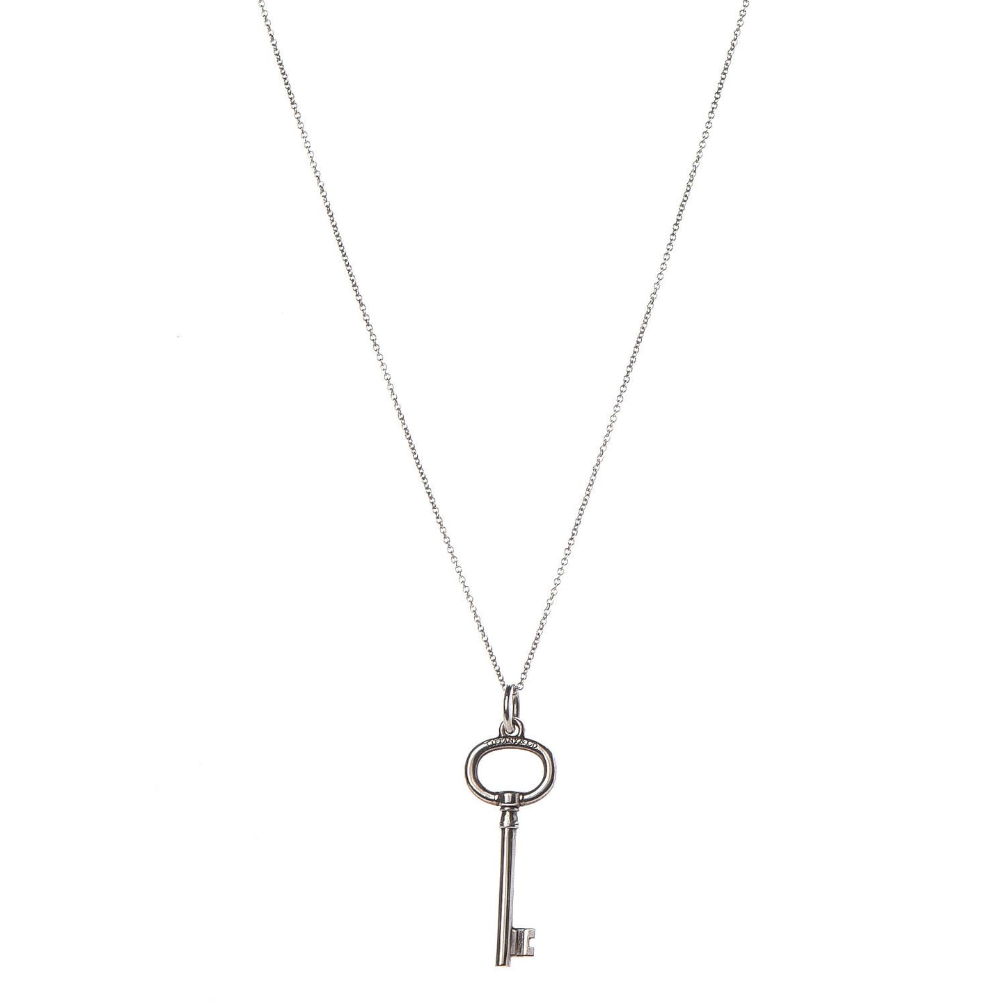 Sterling Silver Oval Key Pendant Necklace