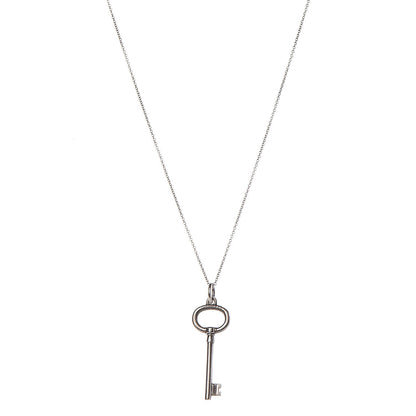 Tiffany Sterling Silver Oval Key Pendant Necklace 1 of 7