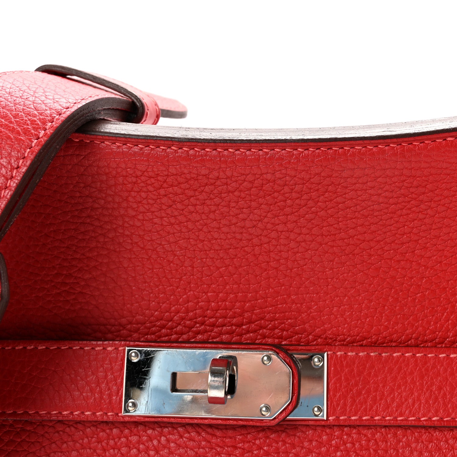 Hermes Taurillon Clemence Verso Jypsiere 34 Rouge Casaque Rose Jaipur 7 of 10