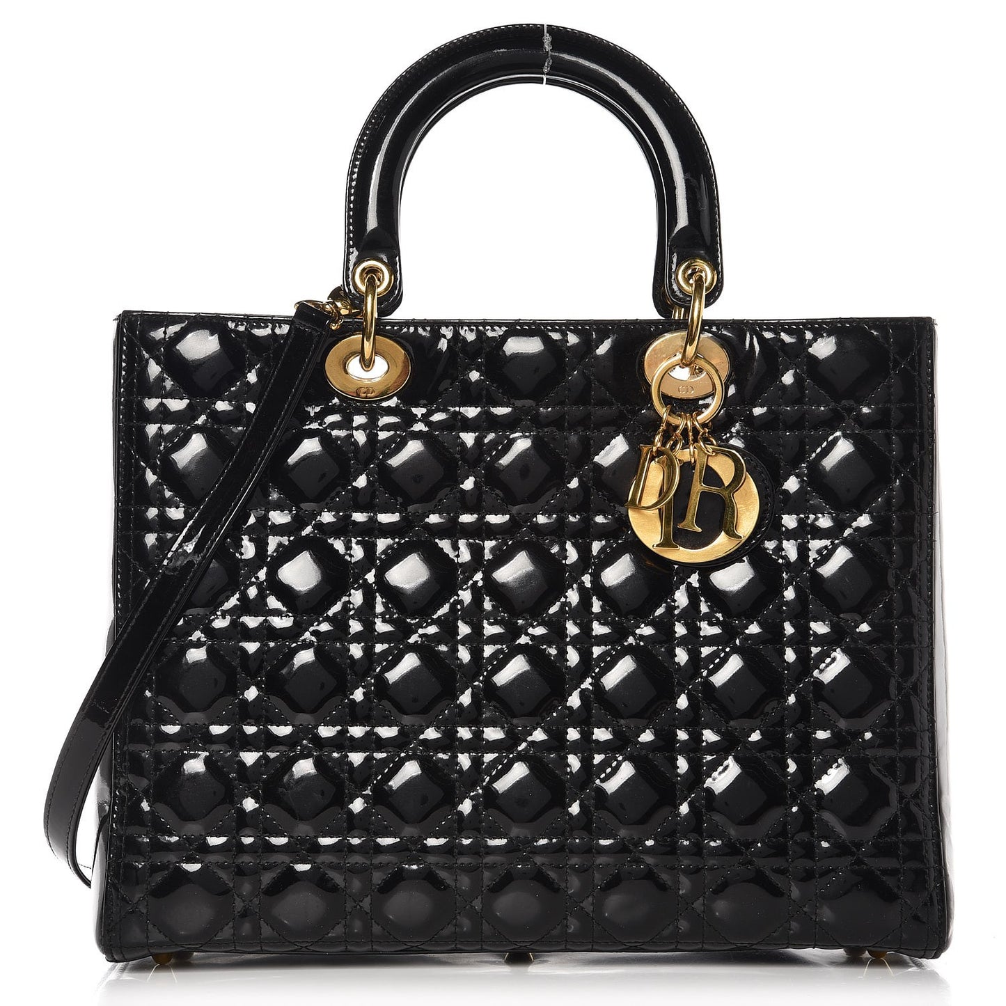 Patent Cannage Large Lady Dior Black