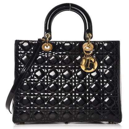 Christian Dior Patent Cannage Large Lady Dior Black 1 of 10