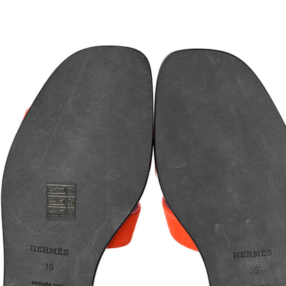 Hermes Suede Goatskin Oran Sandals 39 Orange Synthetique 11 of 13