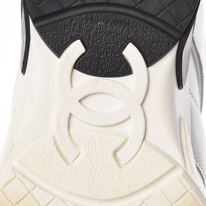 Chanel Calfskin Laminated Womens CC Sneakers 38 White Black 8 of 18