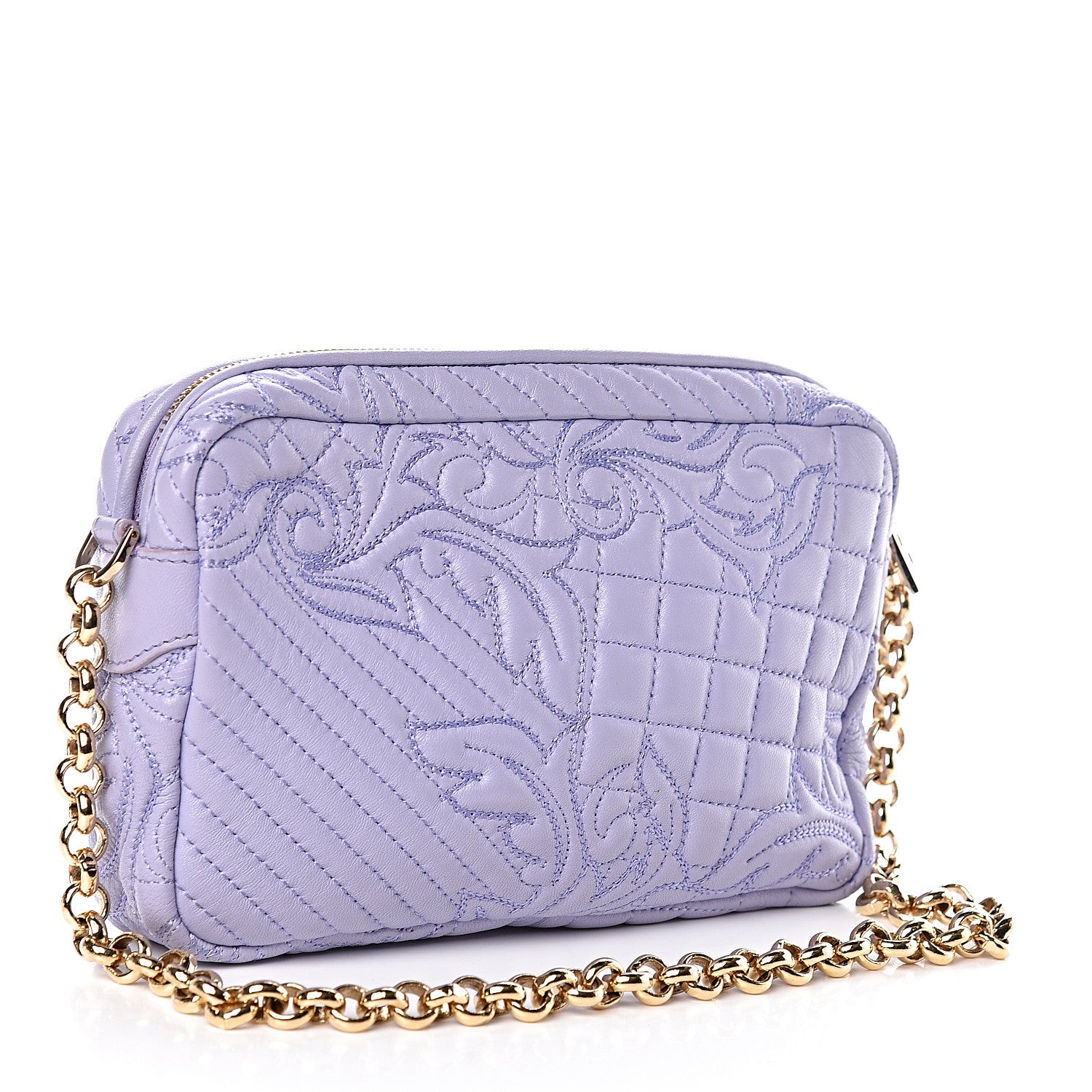 Versace Nappa Barocco Quilted Shoulder Bag Purple 3 of 10