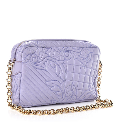 Versace Nappa Barocco Quilted Shoulder Bag Purple 3 of 10